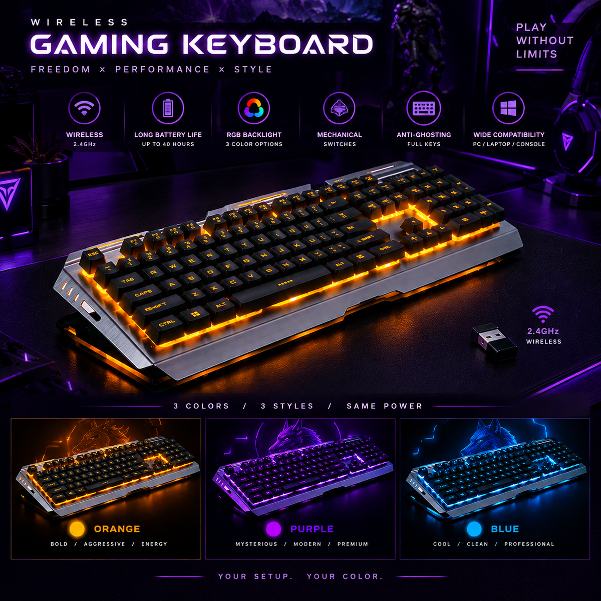 Wired gaming keyboard and mouse